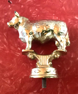 VTG Metal Cow / Bull Trophy Topper  Gold Tone Collectible Animal Decor