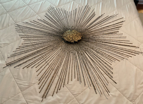 Vintage Wire brass metal gold Starburst Atomic Wall Sculpture