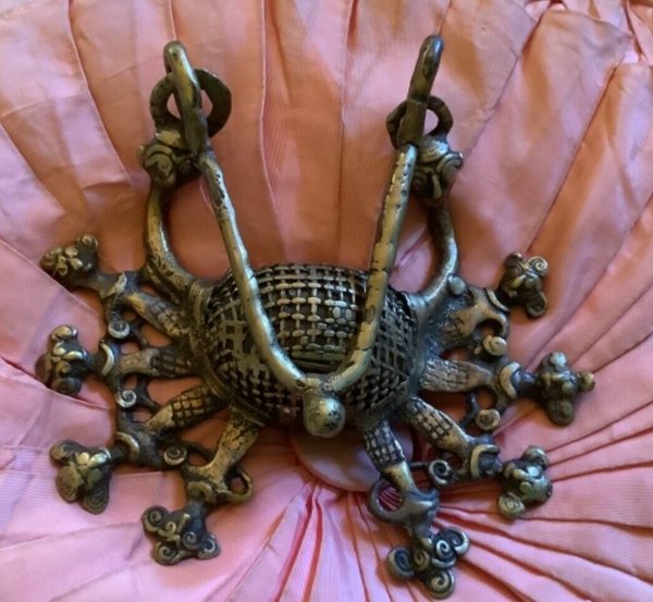 Vtg Solid BRASS CRAB Door Knocker  Figural Architectural Hardware  nautical