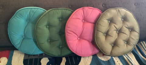 VTG lot 1960s MID Century Modern Multi color Round Tufted Sofa Throw Pillows