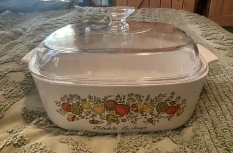 Vtg 4 Qt Corning Ware L’Echalote La Sauge Spice of Life Casserole A-84-B w/Lid