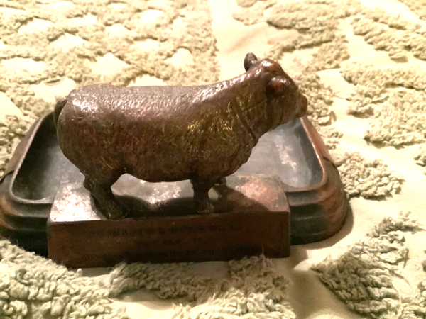 Antique Pfaelzer Brothers Meats Chicago Advertising Steer cow ashtray ash tray