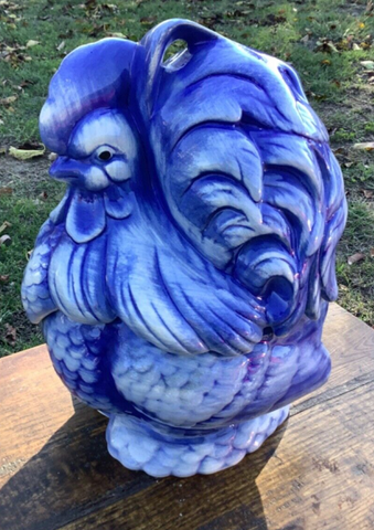 McCoy Vintage Rooster chicken  Cookie Jar vintage blue willow ceramic porcelain