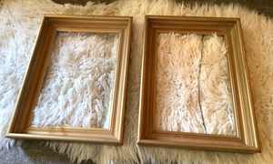 Pair Gold frame real wood wooden vintage painting art picture