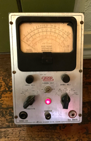 Vintage EICO Model 221 Vintage Ohm Meter Test Equipment Powers On