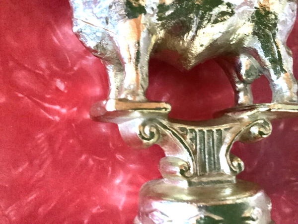 VTG Metal Cow / Bull Trophy Topper  Gold Tone Collectible Animal Decor