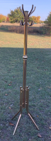Vtg COAT hat rack Hollywood Regency brass gold metal mid century stand hall hook