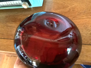 Vintage red glass Blenko Heavy Ashtray ash tray mid Century modern mcm