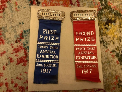 1917 1ST 2cd PRIZE blue red RIBBON twenty third annual exhibition Lenox Mass.