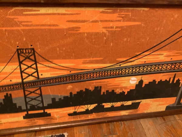 Vtg Belart lighted pictures Mid-century Cityscape Golden Gate Bridge wall art