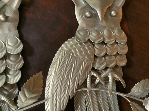 Vintage Owl mid Century  Metal Wall Art Hanging Sculpture Gold  Owl Sculpture