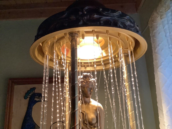Vintage MCM mid century modern Hanging Greek Goddess Statue Oil swag Rain Lamp