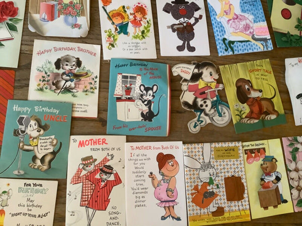 Lot 67 VINTAGE 50’s 60’s GREETING CARD LOT Birthday graduation get well wishes