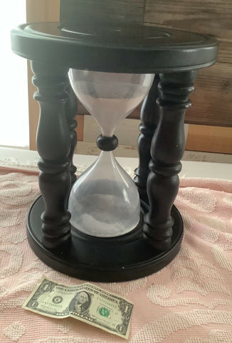vintage large hour glass hourglass sand timer wood gothic mid century