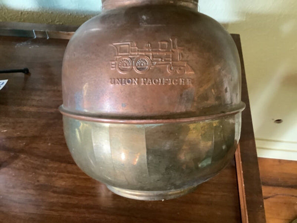 Vintage Union Pacific Railroad & Cigar Spittoon Brass RR Logo