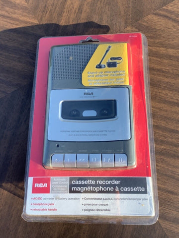 RCA RP3504 Cassette Recorder w/ Stand Up Microphone & Power Adapter New Sealed