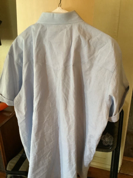 Larry Mahan Mens Xl Blue Geometric Western Short Sleeve Pearl Snap Shirt