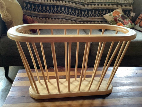 Vintage Mid Century Arthur Umanoff style Magazine Rack Holder Wooden Spindle MCM