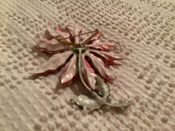 Vintage Huge Red Enamel 5" Poinsettia Flower Christmas Holiday Pin Brooch