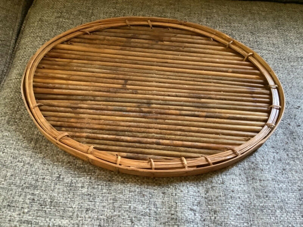 VINTAGE BAMBOO CHINOISERIE STYLE SERVING TIKI BAR TRAY