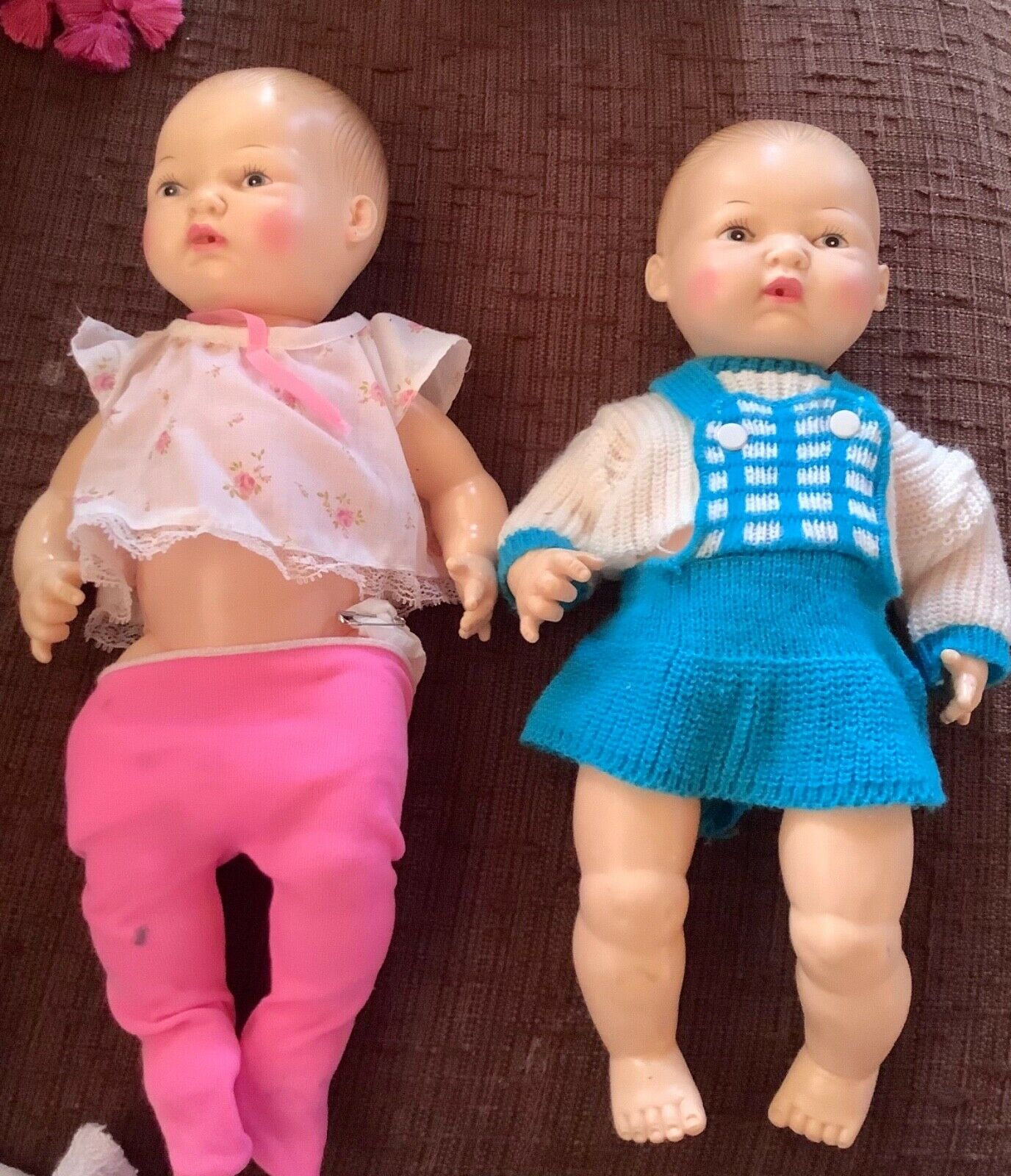 Pair vintage Horseman Vintage Baby Dolls with clothes  1977