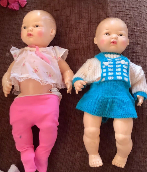 Pair vintage Horseman Vintage Baby Dolls with clothes  1977