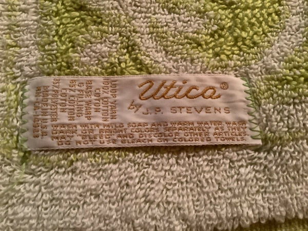 Vintage mid Century modern  Stevens Utica MCM Green Towel Set Hand & Bath Towel
