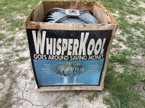 Vtg  Whisperkool Galvanized Metal Barn Roof Spinning Vent Wind Air Turbine nos