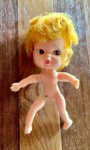 vintage 1966 My Toy Co. doll 4" Red bubble cut Half Pint flexible vinyl body