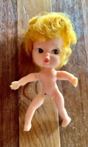 vintage 1966 My Toy Co. doll 4" Red bubble cut Half Pint flexible vinyl body