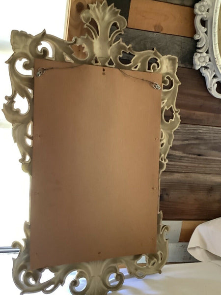 Vintage Ornate Large MCM Syroco Gold Scroll Wall Mirror Hollywood Regency