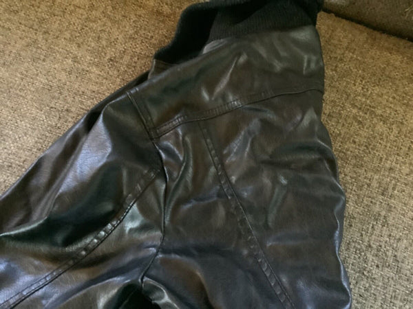 Miley Cyrus Max Azria Black Faux Leather Biker Motorcycle Jacket Size Small