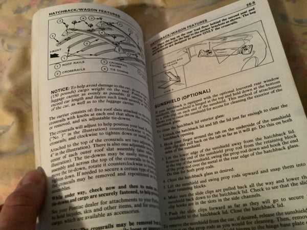 Vtg 1984 Pontiac 2000 Sunbird Owners Manual