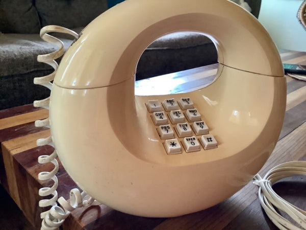 Vtg Western Electric Push Button Telephone Round DONUT Phone mid century modern
