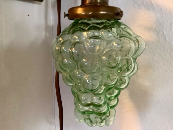 Vintage mid century modern retro Lamp Old Brass Clamp grape cluster bubble shade