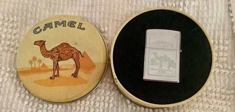 CAMEL Cigarettes Zippo Round Tin Silver Graphic Unfired lighter