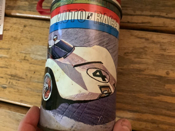 Vintage 1967 Auto Race Lunch Box And Thermos