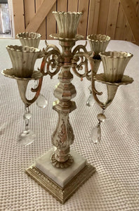 Vtg Rococo Silver Candelabra candle holder Marble Base  Hollywood Regency Dilly