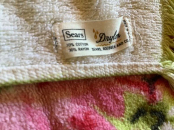 Vintage Mid Century Modern 60s SEARS Drylon Floral Hand Towels Deadstock