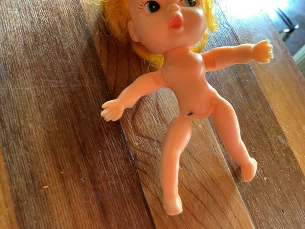 vintage 1966 My Toy Co. doll 4" Red bubble cut Half Pint flexible vinyl body