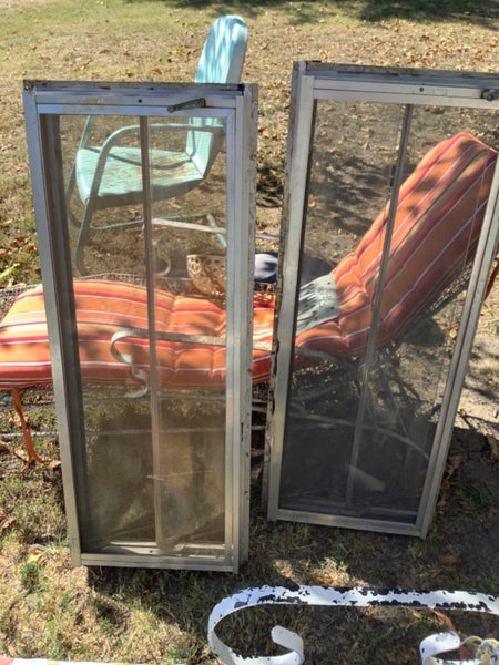 Vintage pair RV/Trailer/Camper Aluminum crank 2 pane HEHR Jalousie Windows