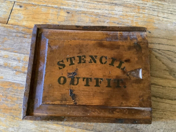 Stencil Outfit Vintage Brass Stencil Set with Original Wood Box 1918-1930 Era