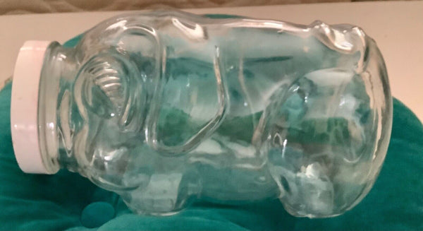 Vintage Libbey Canada Glass Pig Storage Jar  Bank Lid  7 1/2  Libby Piggy