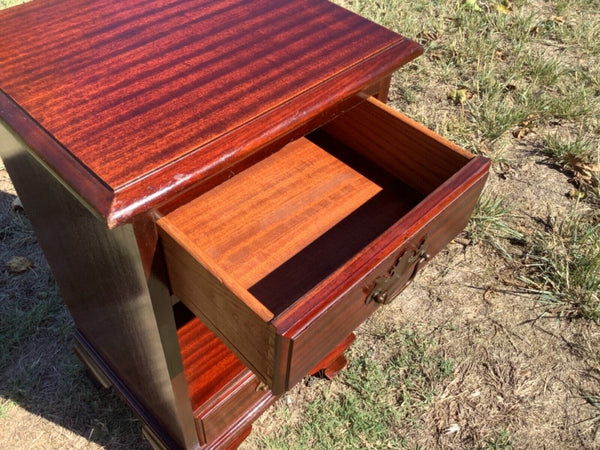 Vintage wood antique nightstands pair chippendale style with drawers end tables