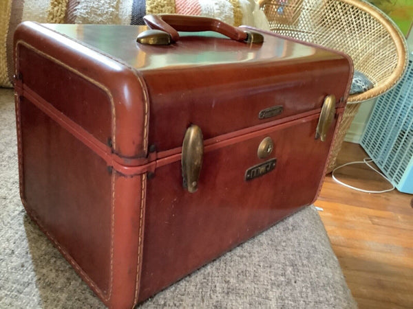 Vintage Samsonite Train Case Suitcase Travel Luggage 1950s Mid century mirror