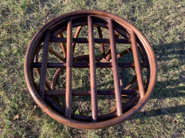 Vtg Retro Bamboo Bentwood Rattan Ottoman Foot Stool Boho Cushion Pier 1 imports