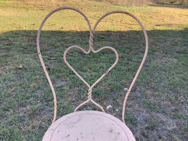 Vintage antique Ice Cream Parlor Chair stool tall Wrought Iron Twisted Heart