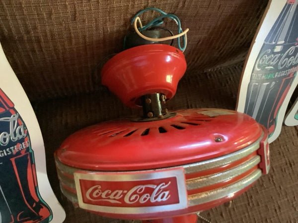 Vintage coca cola ceiling fan and lamp Light fixture blades works great