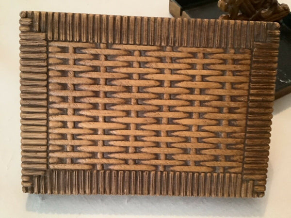 Pair Vintage Homco Syroco Basket Weave Wall Shelf USA 5”x7” 1978 #3323
