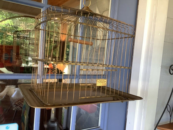 Vintage Mid Century modern mcm ART DECO Brass Hendryx Bird Cage birdcage Stand